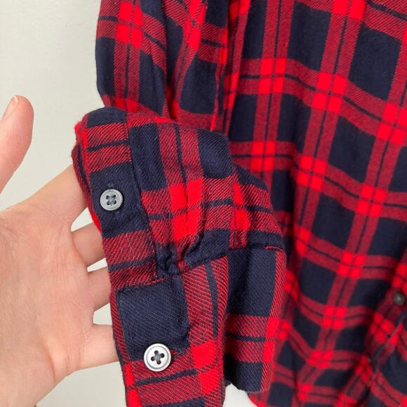 Banana Republic Womens S Dillon Blue & Red Plaid Shirt Cabin Grunge Gorpcore - Picture 6 of 11